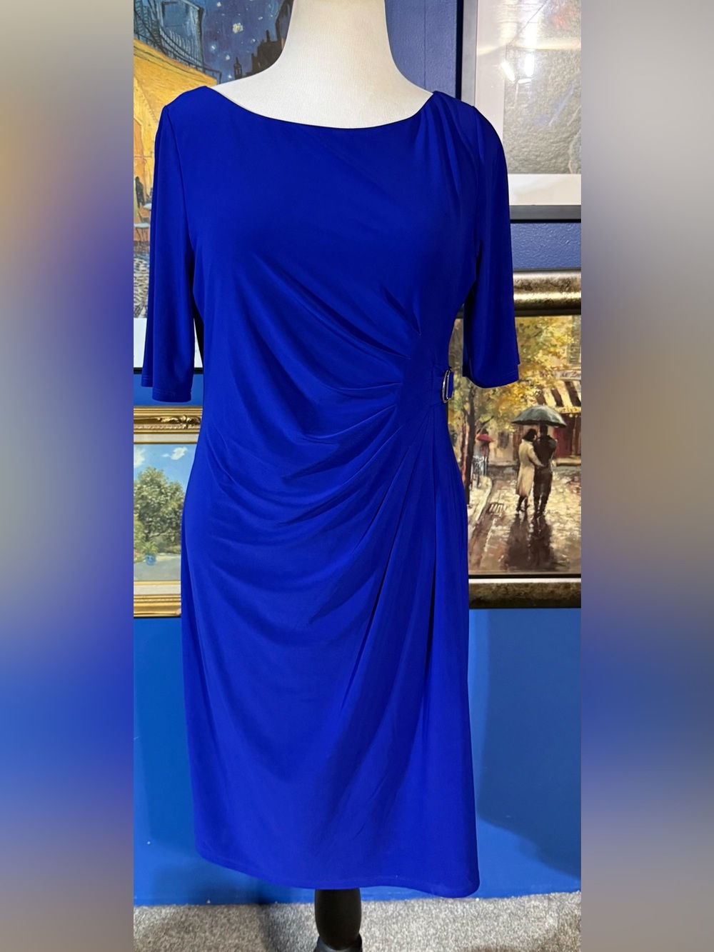 Jessica Howard Royal Blue Sheath Dress with Side Buckle